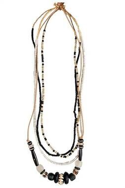 NEW TWINE & TWIG women's layer necklace set in black